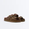 Sandalias de plataforma de piel serraje con hebilla Sandalias de plataforma de piel serraje con hebilla