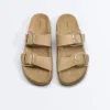 Sandalias de plataforma de piel serraje con hebilla Sandalias de plataforma de piel serraje con hebilla