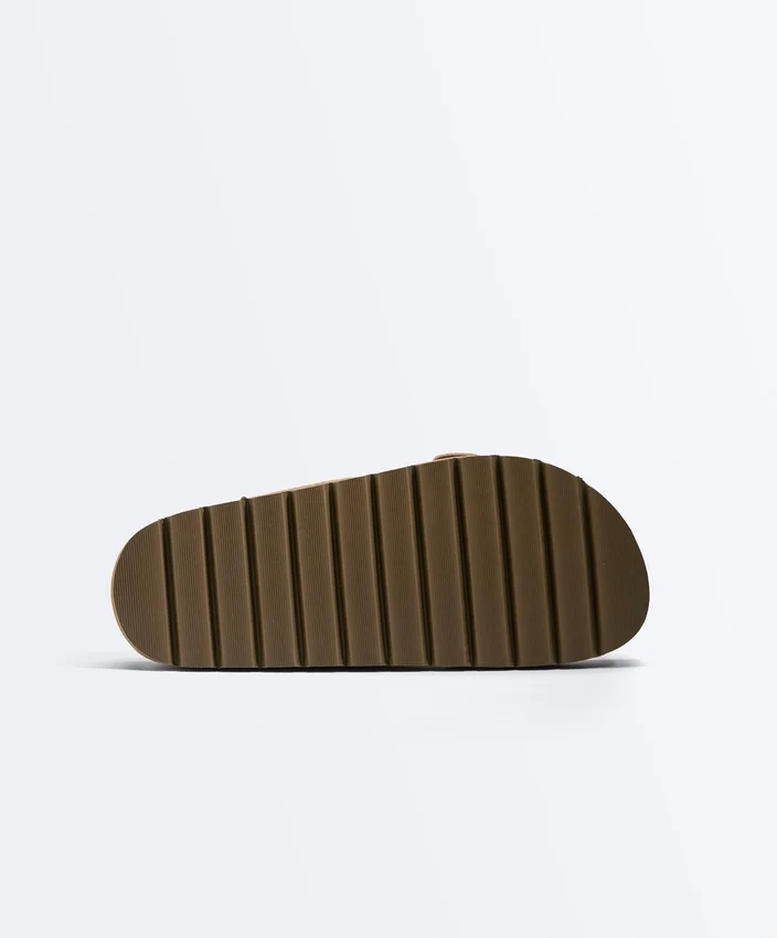 Sandalias de plataforma de piel serraje con hebilla Sandalias de plataforma de piel serraje con hebilla