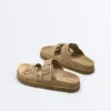 Sandalias de plataforma de piel serraje con hebilla Sandalias de plataforma de piel serraje con hebilla