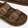 Sandalias de plataforma de piel serraje con hebilla Sandalias de plataforma de piel serraje con hebilla