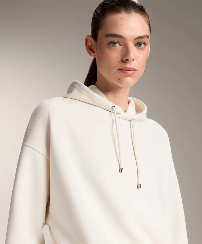 Sudadera con capucha de corte recto y modal cepillado Sudadera con capucha de corte recto y modal cepillado