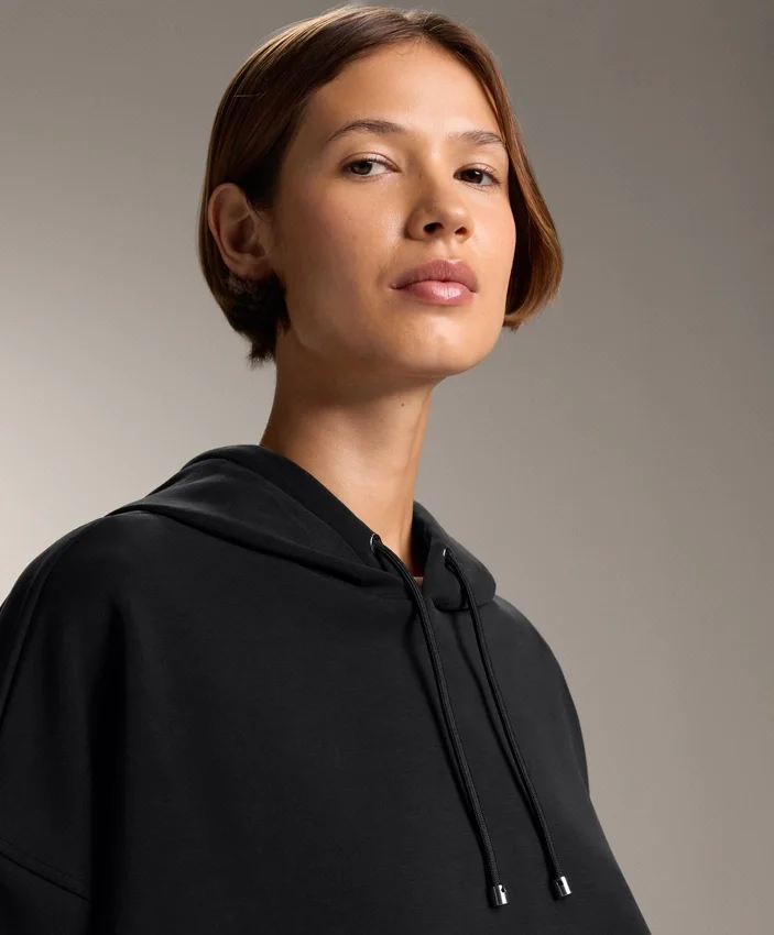 Sudadera con capucha de corte recto y modal cepillado Sudadera con capucha de corte recto y modal cepillado