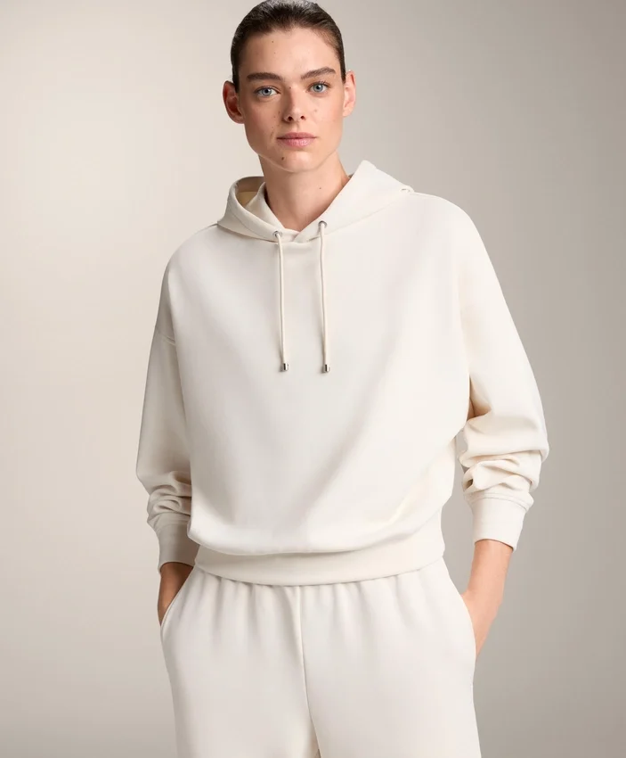Sudadera con capucha de corte recto y modal cepillado Sudadera con capucha de corte recto y modal cepillado