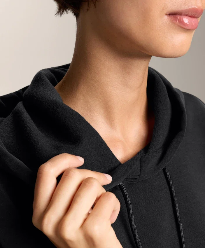 Sudadera con capucha de corte recto y modal cepillado Sudadera con capucha de corte recto y modal cepillado