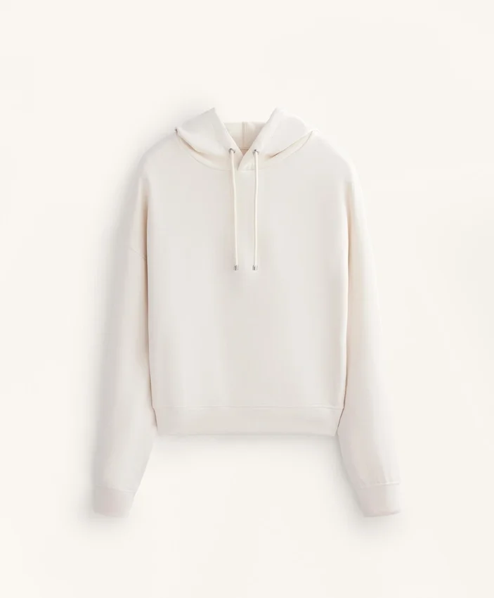 Sudadera con capucha de corte recto y modal cepillado Sudadera con capucha de corte recto y modal cepillado