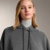 Sudadera con capucha de corte recto y tejido modal cepillado jaspeado Sudadera con capucha de corte recto y tejido modal cepillado jaspeado