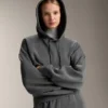 Sudadera con capucha de corte recto y tejido modal cepillado jaspeado Sudadera con capucha de corte recto y tejido modal cepillado jaspeado