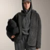 Sudadera con capucha de corte recto y tejido modal cepillado jaspeado Sudadera con capucha de corte recto y tejido modal cepillado jaspeado