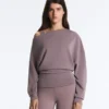 Sudadera con cuello asimétrico, cintura ajustable y modal Soft Touch Sudadera con cuello asimétrico, cintura ajustable y modal Soft Touch