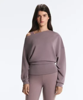 Sudadera con cuello asimétrico, cintura ajustable y modal Soft Touch