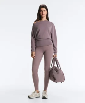 Sudadera con cuello asimétrico, cintura ajustable y modal Soft Touch