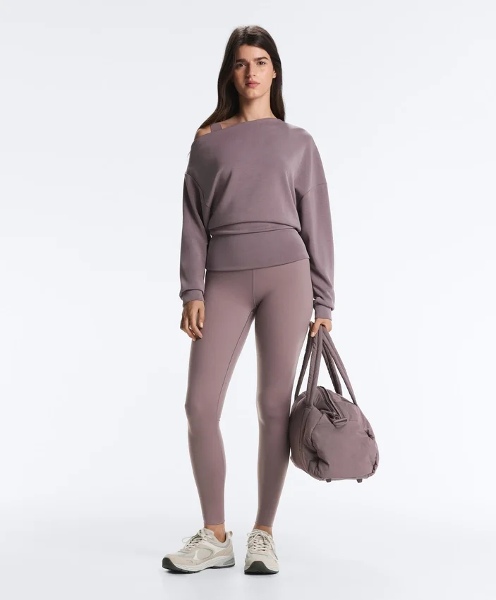 Sudadera con cuello asimétrico, cintura ajustable y modal Soft Touch Sudadera con cuello asimétrico, cintura ajustable y modal Soft Touch