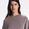 Sudadera con cuello asimétrico, cintura ajustable y modal Soft Touch Sudadera con cuello asimétrico, cintura ajustable y modal Soft Touch
