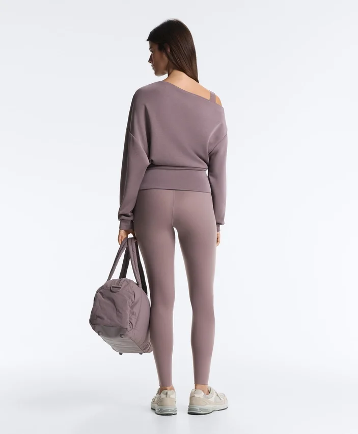 Sudadera con cuello asimétrico, cintura ajustable y modal Soft Touch Sudadera con cuello asimétrico, cintura ajustable y modal Soft Touch