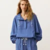 Sudadera con media cremallera, bolsillo delantero, mezcla de lyocell y 24 % de lino