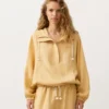 Sudadera con media cremallera, bolsillo delantero, mezcla de lyocell y 24 % de lino