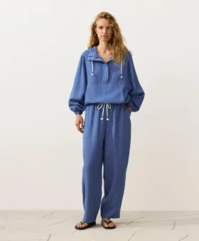 Sudadera con media cremallera, bolsillo delantero, mezcla de lyocell y 24 % de lino