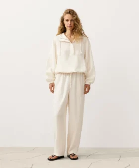 Pantalones rectos de mezcla de lyocell y 24 % de lino