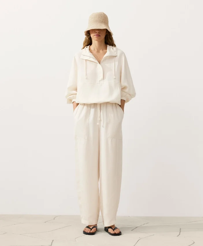 Pantalones rectos de mezcla de lyocell y 24 % de lino Pantalones rectos de mezcla de lyocell y 24 % de lino