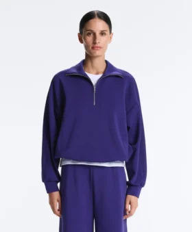 Sudadera con media cremallera y modal cepillado
