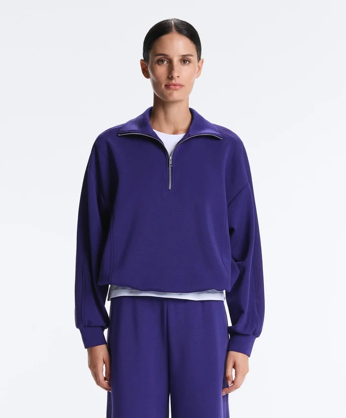 Sudadera con media cremallera y modal cepillado Sudadera con media cremallera y modal cepillado