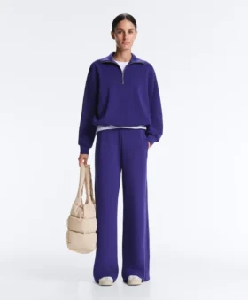 Pantalones rectos de pierna ancha con modal cepillado