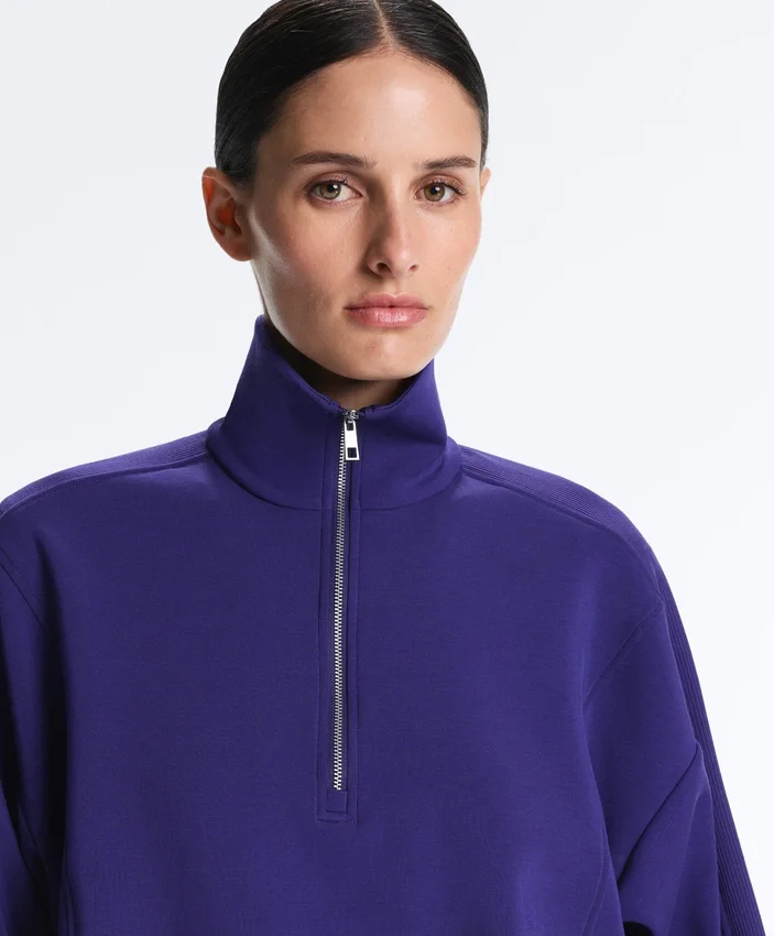 Sudadera con media cremallera y modal cepillado Sudadera con media cremallera y modal cepillado