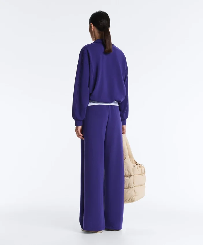 Pantalones rectos de pierna ancha con modal cepillado Pantalones rectos de pierna ancha con modal cepillado