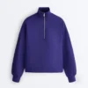 Sudadera con media cremallera y modal cepillado Sudadera con media cremallera y modal cepillado