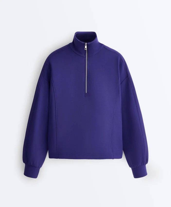 Sudadera con media cremallera y modal cepillado Sudadera con media cremallera y modal cepillado