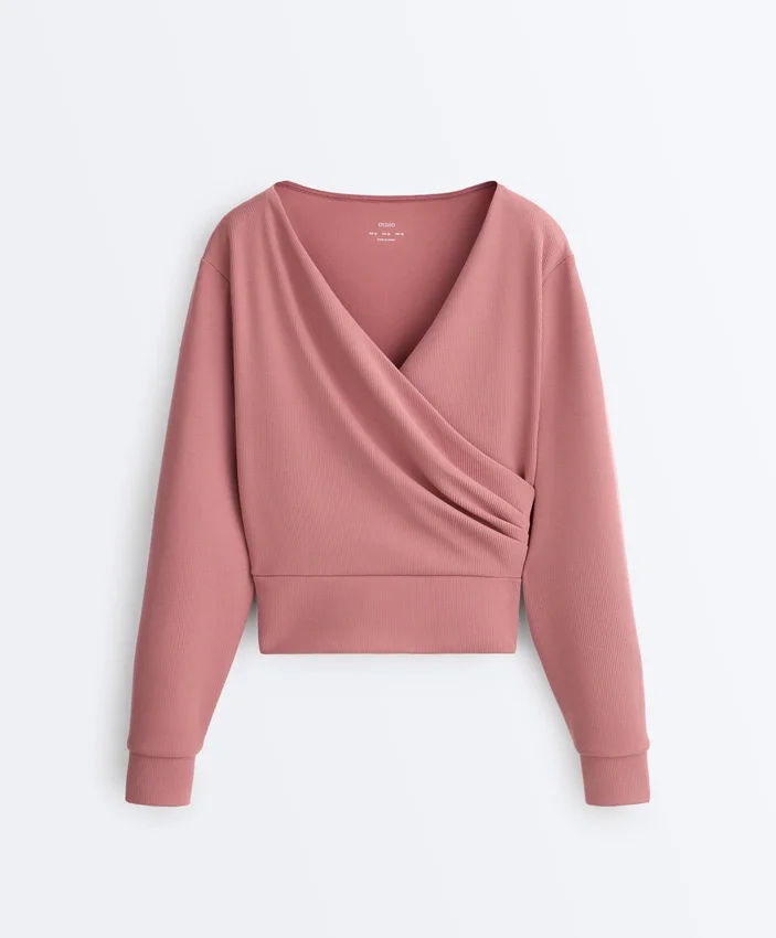 Sudadera cruzada de modal cepillado Sudadera cruzada de modal cepillado