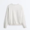 Sudadera de cuello redondo de mezcla de algodón y felpa jaspeada