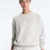 Sudadera de cuello redondo de mezcla de algodón y felpa jaspeada