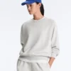 Sudadera de cuello redondo de mezcla de algodón y felpa jaspeada