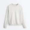 Sudadera de cuello redondo de mezcla de algodón y felpa jaspeada