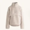 Sudadera de imitación de chaquetas de piel de oveja con bolsillo delantero