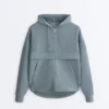 Sudadera de modal Soft Touch con cremallera y cuello acanalado