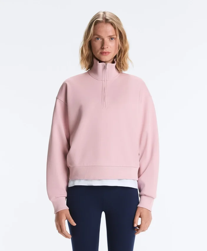 Sudadera de piqué con cuello alto y cremallera, con algodón Sudadera de piqué con cuello alto y cremallera, con algodón