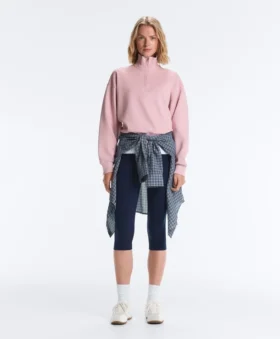 Sudadera de piqué con cuello alto y cremallera, con algodón