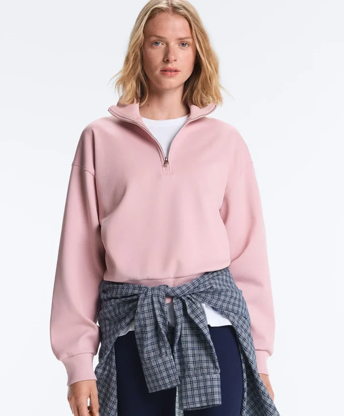 Sudadera de piqué con cuello alto y cremallera, con algodón Sudadera de piqué con cuello alto y cremallera, con algodón