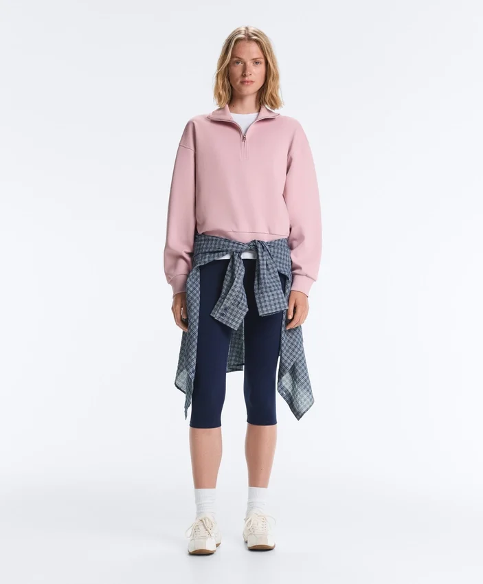 Sudadera de piqué con cuello alto y cremallera, con algodón Sudadera de piqué con cuello alto y cremallera, con algodón