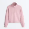 Sudadera de piqué con cuello alto y cremallera, con algodón Sudadera de piqué con cuello alto y cremallera, con algodón
