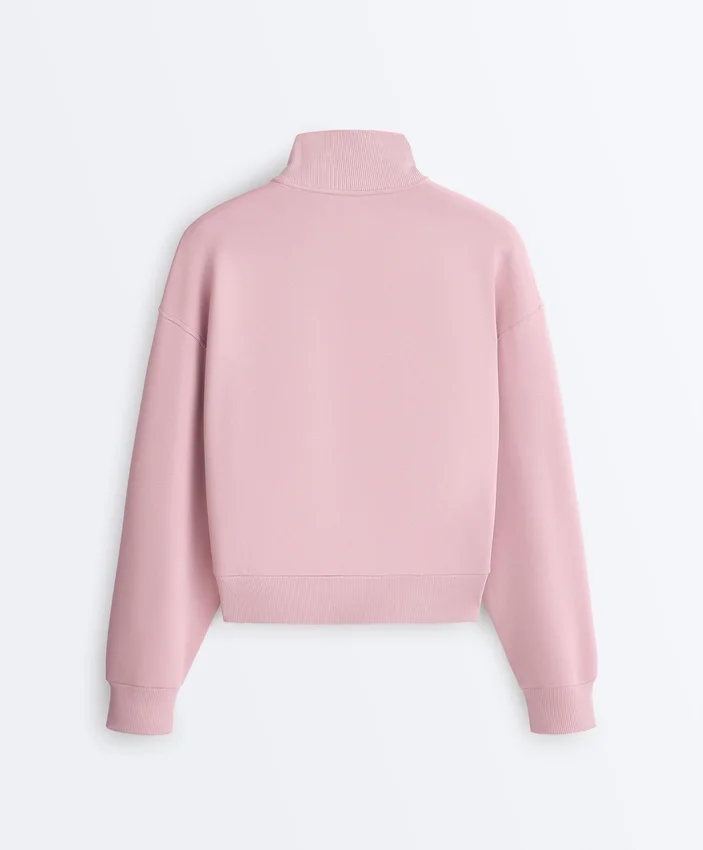 Sudadera de piqué con cuello alto y cremallera, con algodón Sudadera de piqué con cuello alto y cremallera, con algodón