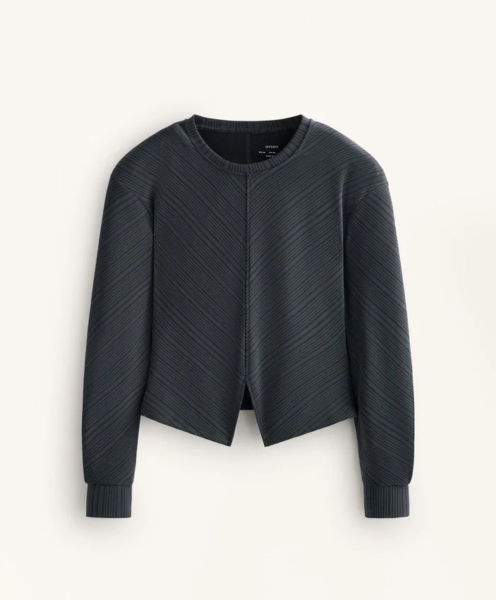 Sudadera de rayas asimétricas con modal Sudadera de rayas asimétricas con modal