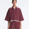 Sudadera tipo polo de mezcla de algodón con mangas anchas