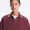 Sudadera tipo polo de mezcla de algodón con mangas anchas