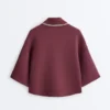 Sudadera tipo polo de mezcla de algodón con mangas anchas