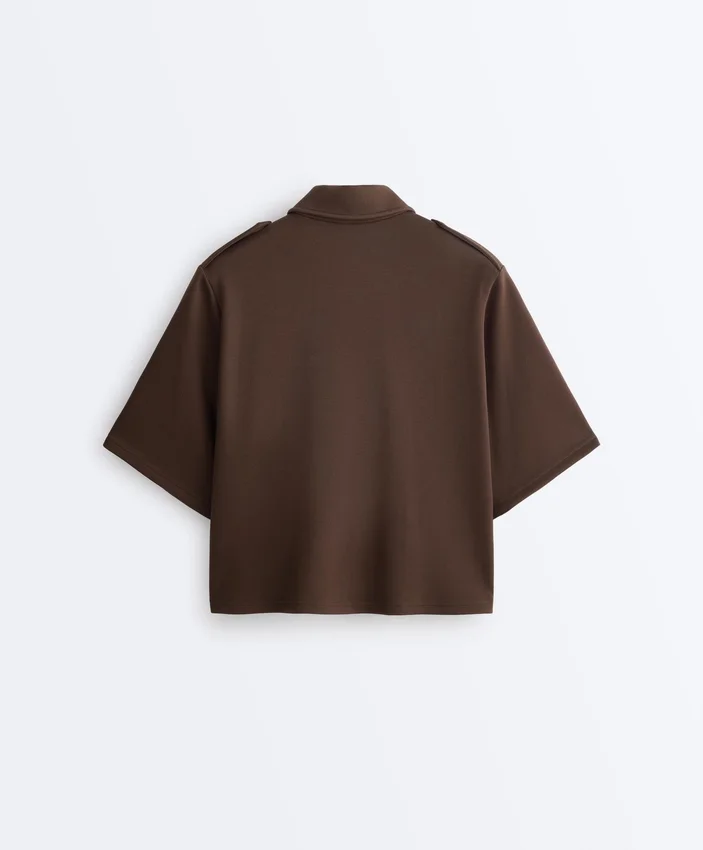 Sudadera utilitaria de manga corta con piqué de algodón Sudadera utilitaria de manga corta con piqué de algodón