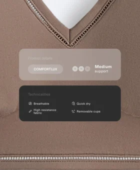 Sujetador deportivo Comfortlux de sujeción media con dobladillo